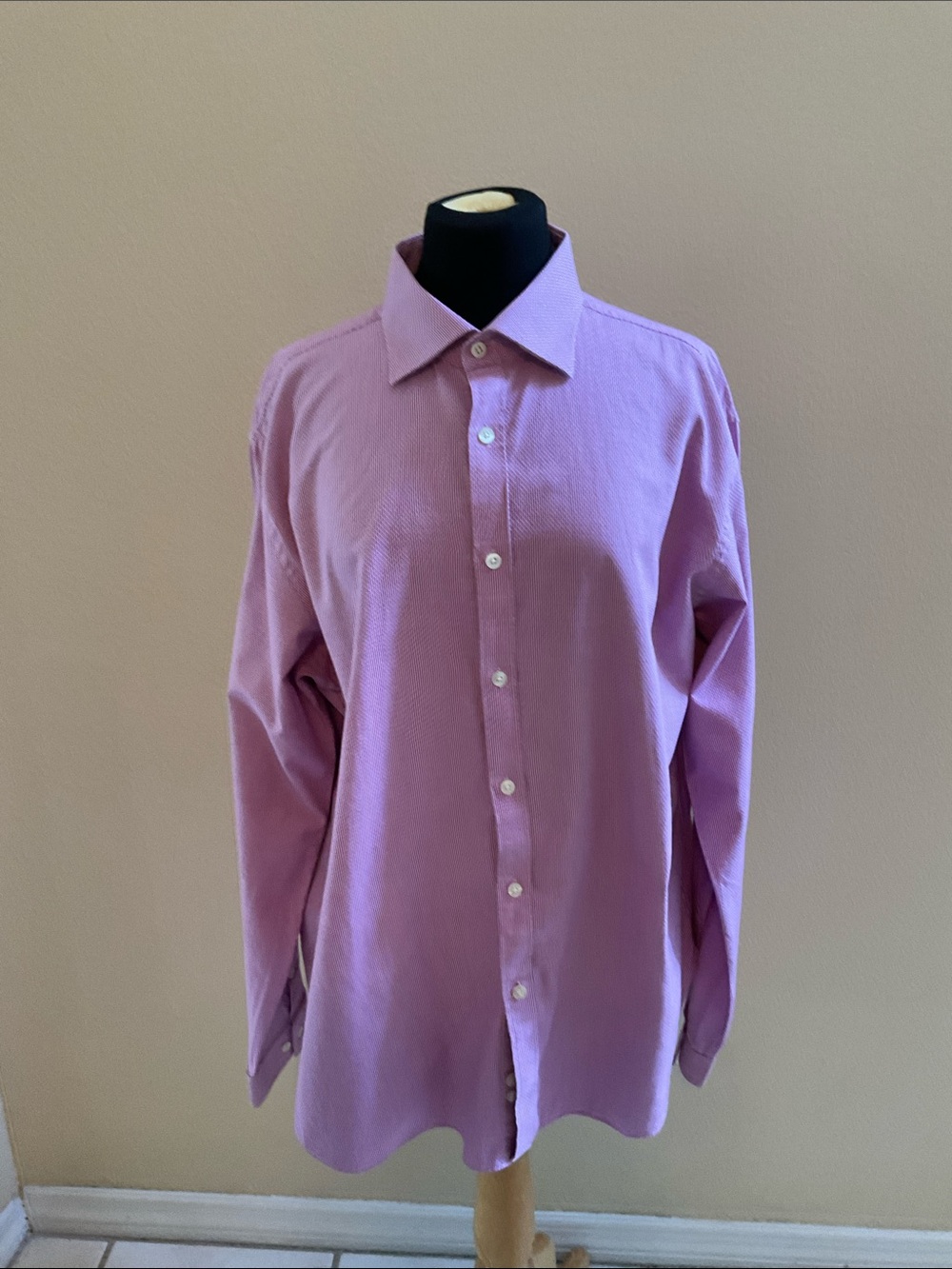Michael Kors Men’s Slim Fit Geo Print Long Sleeve Shirt Size XL 17/17.5 Preppy